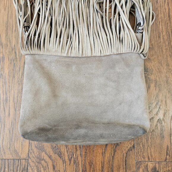 Michael Kors Billy Fringe Suede Crossbody Purse Studded Soft Dune Bohemian Rock - Picture 3 of 11